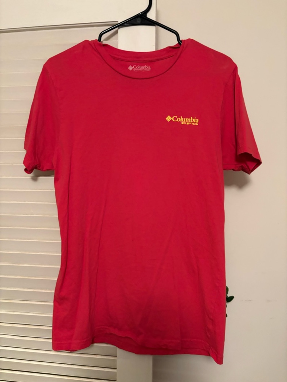 Columbia Red Short-Sleeve Logo Tee with Yellow Chest Logo